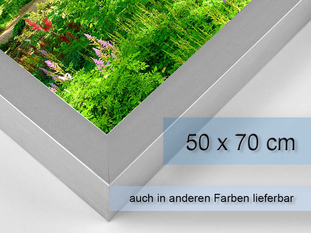 Seitenansicht eines picturelight classic Leuchtrahmens mit Mustermotiv