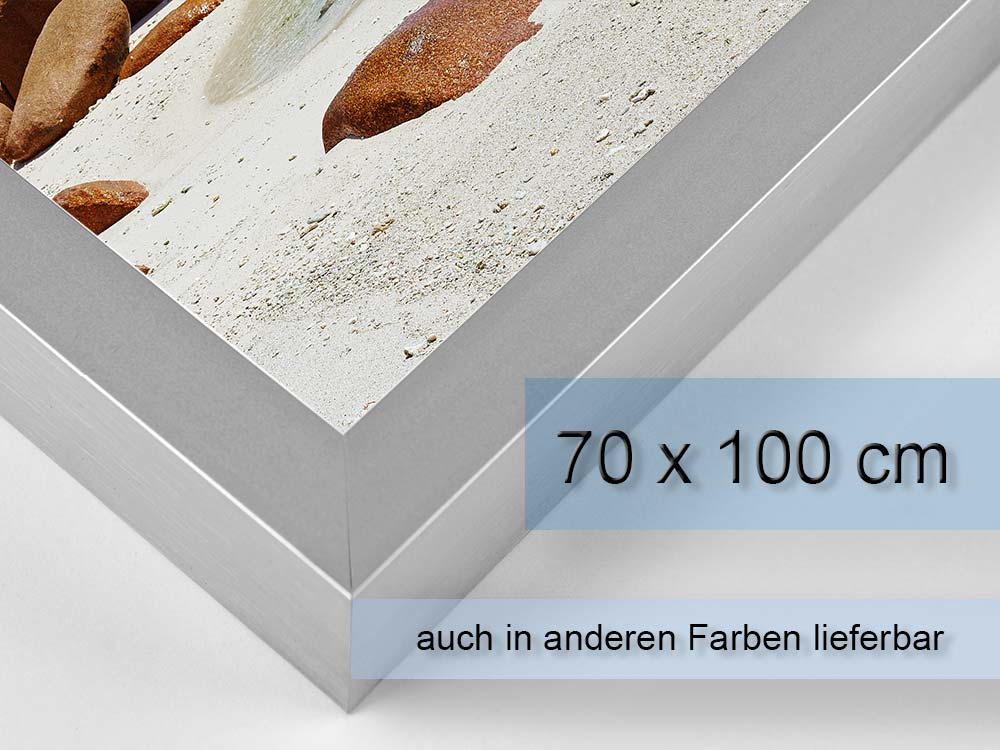 Seitenansicht eines picturelight classic Leuchtrahmens mit Mustermotiv